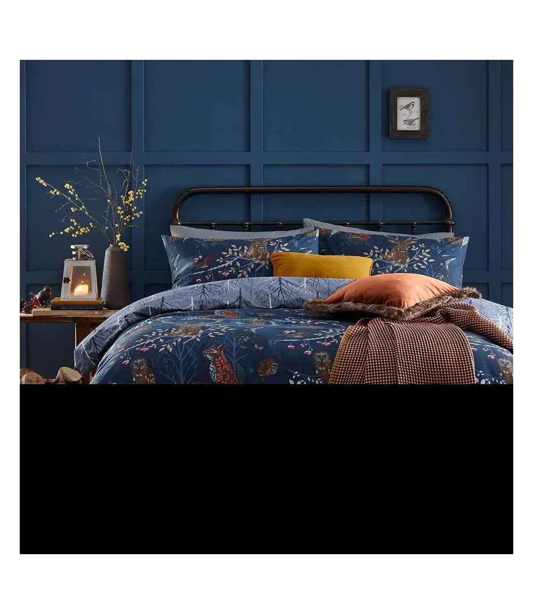 Forest fauna duvet cover set navy Furn