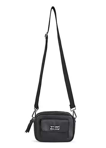 Freemans Black Leather Camera Crossbody Bag | Grattan