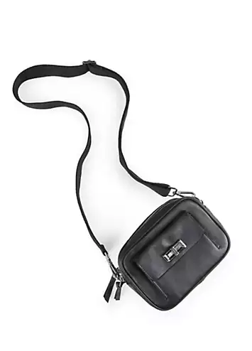 Freemans Black Leather Camera Crossbody Bag | Grattan