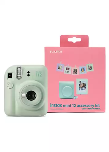 Fujifilm Instax Mini 12 Instant Camera With Case, Photo Album, Hanging Cards & Pegs - Mint Green | Kaleidoscope