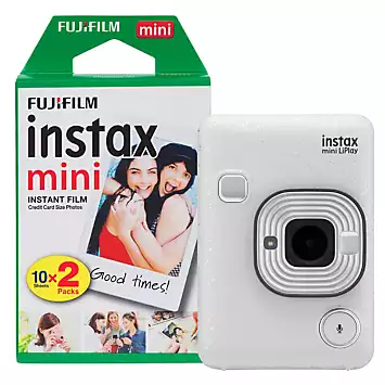 Fujifilm Instax Mini LiPlay Hybrid Instant Camera (20 Shots) - Stone White | Kaleidoscope