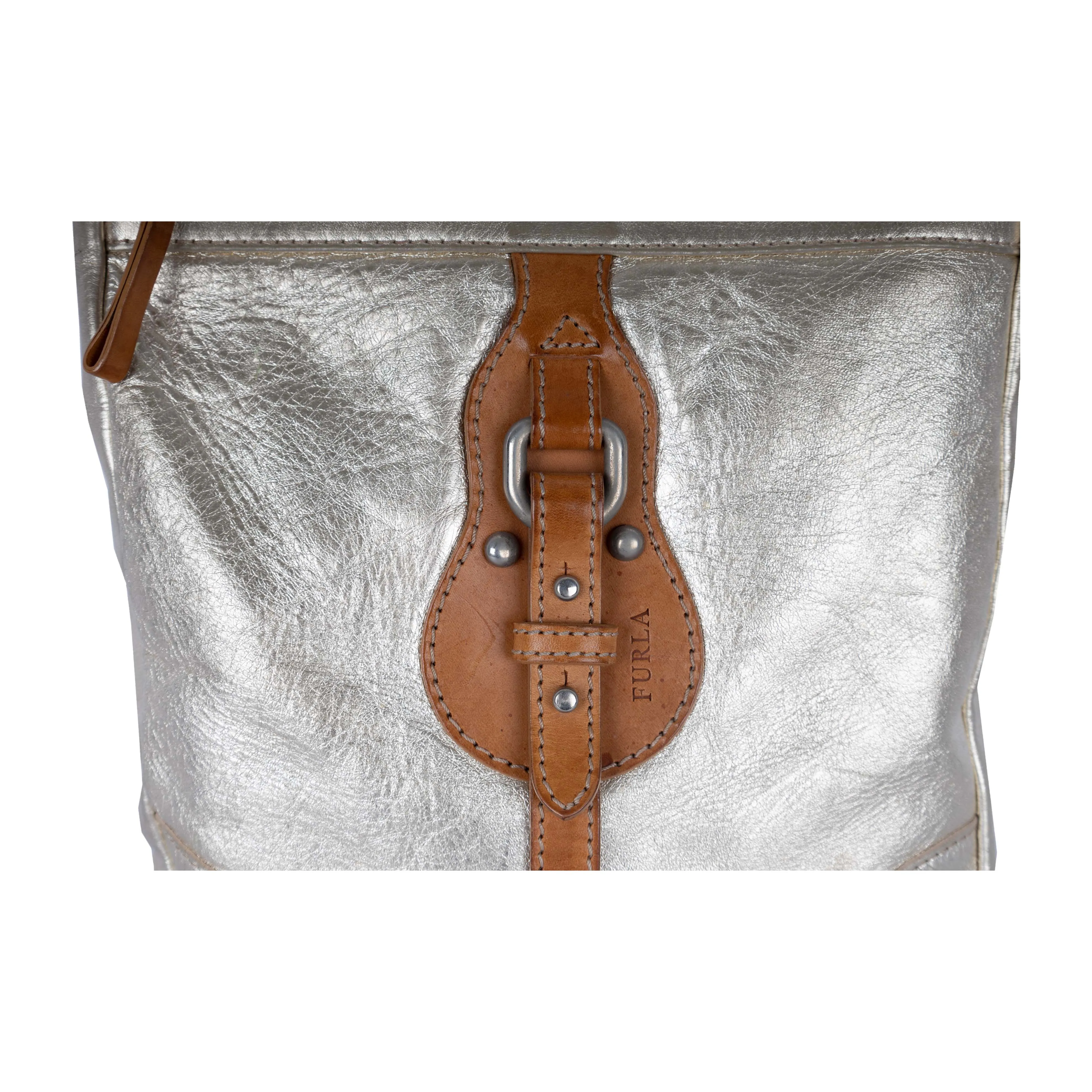 Furla Golden Metallic Crossbody Bag - '10s