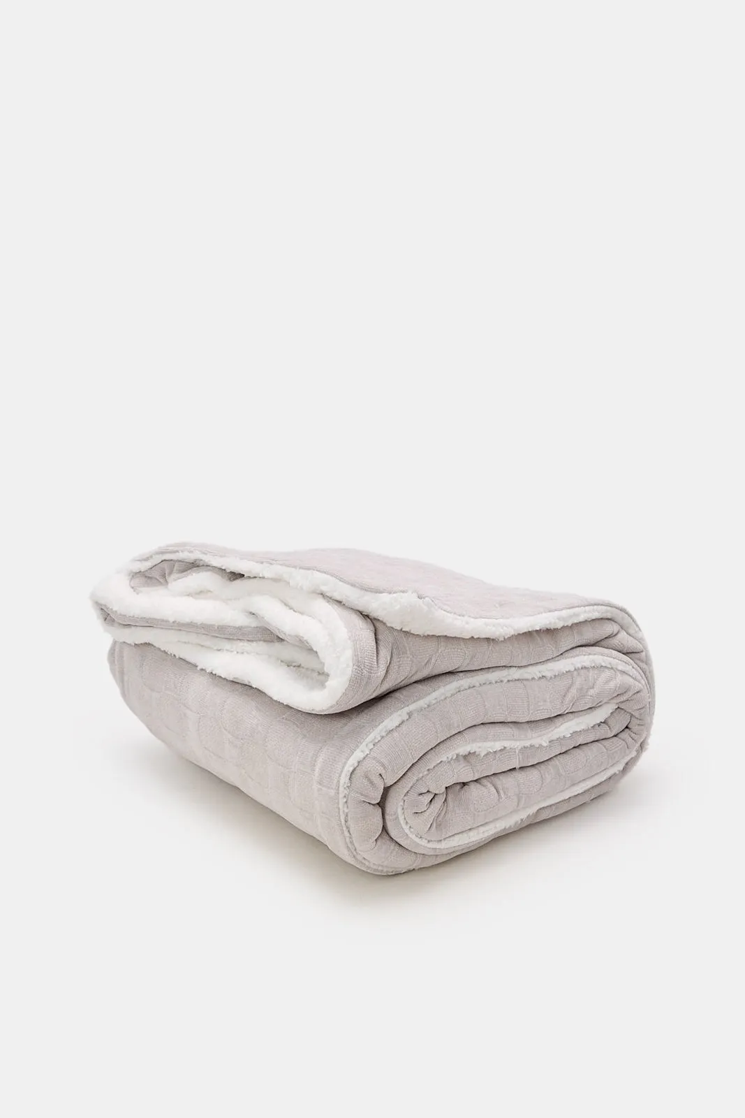 Grey Reversible Sherpa Blanket (Single Size)