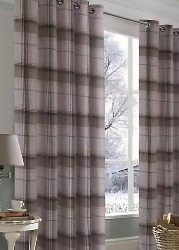 Home Curtains Warrington Check Pair of Thermal Blackout Eyelet Curtains | Kaleidoscope