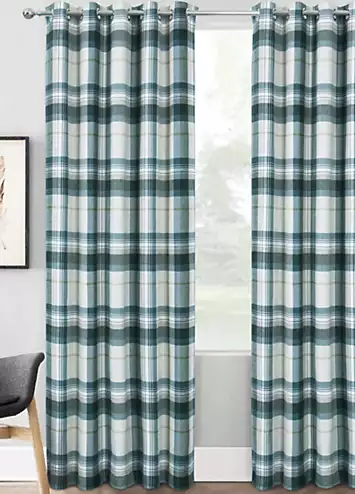 Home Curtains Warrington Check Pair of Thermal Blackout Eyelet Curtains | Kaleidoscope