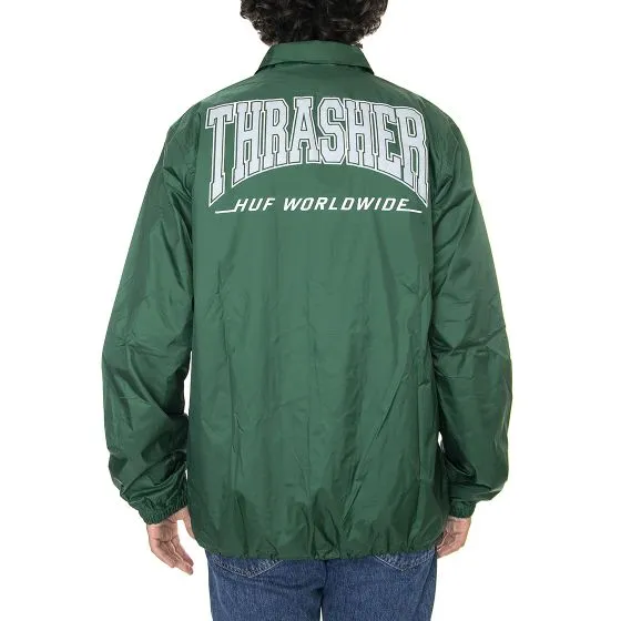 Huf Mens Huf x Thrasher Split Coaches Forest Green Jacket