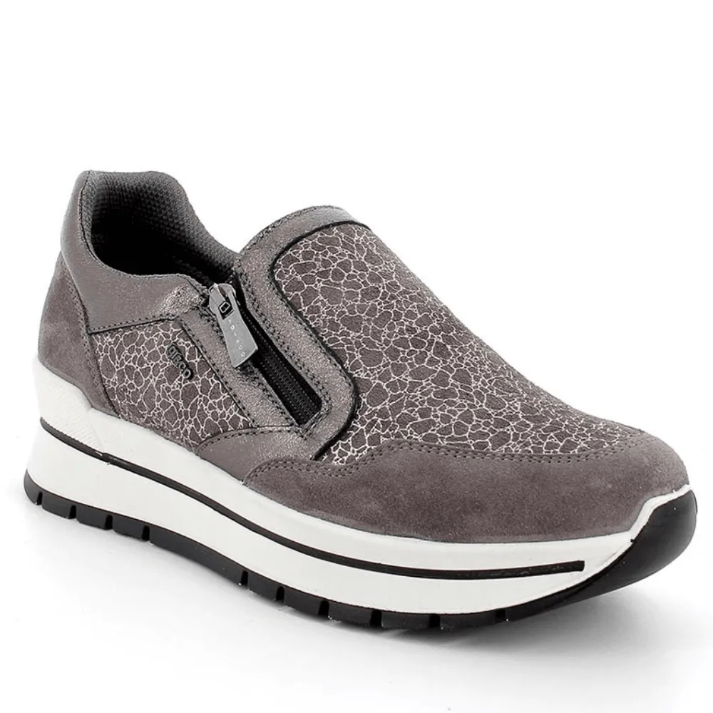 Igi & Co 4673 Grey Crackle Design Zip Trainers