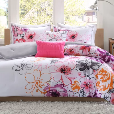 Intelligent Design Cassidy Floral Comforter Set with decorative pillows