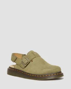 Jorge II Tumbled Nubuck Slingback Mules - Muted Olive