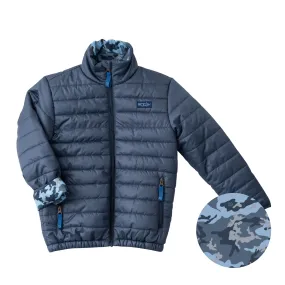 Kid's Puffer Jacket in Big Dipper Navy with Out of Sight Blue Camo Liner