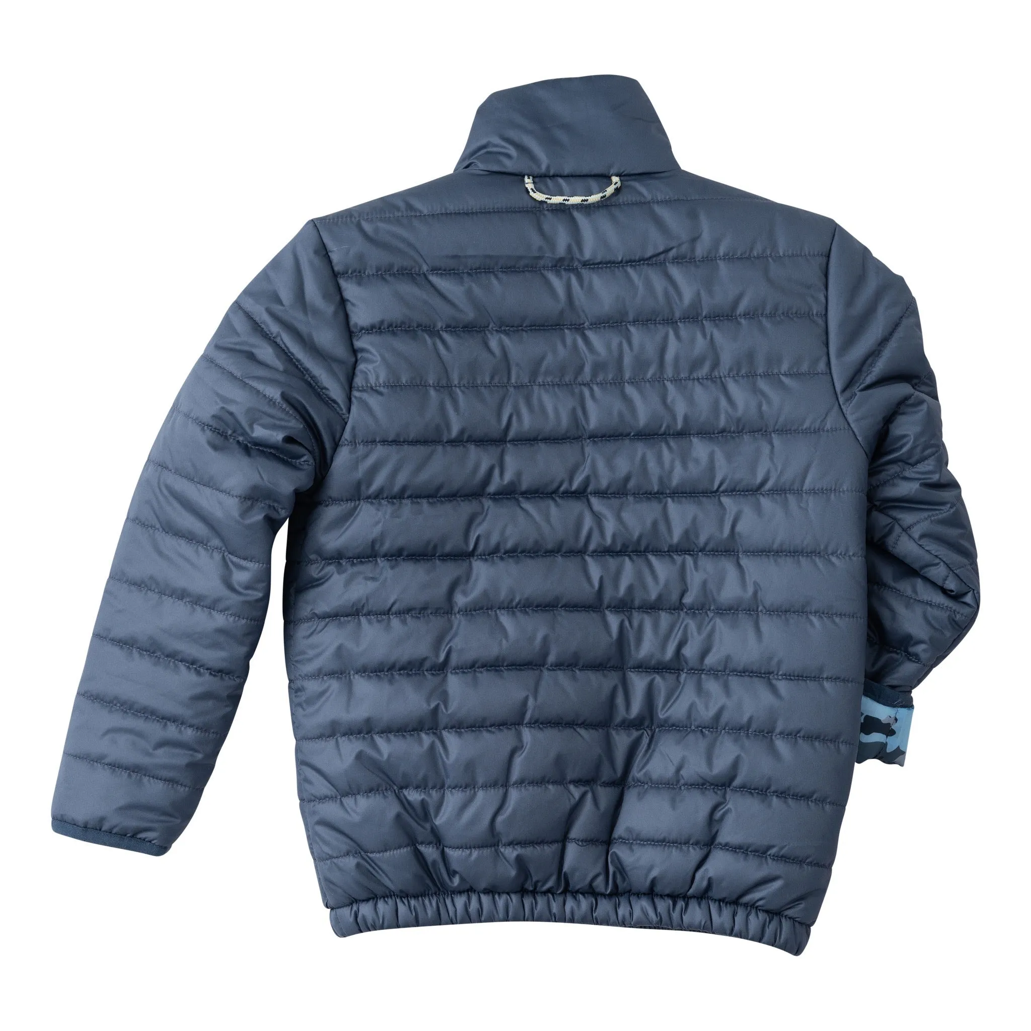 Kid's Puffer Jacket in Big Dipper Navy with Out of Sight Blue Camo Liner