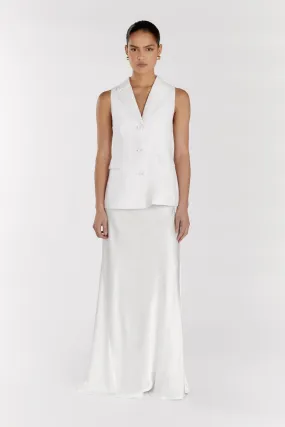 KRISTIN WHITE LINEN LONGLINE VEST