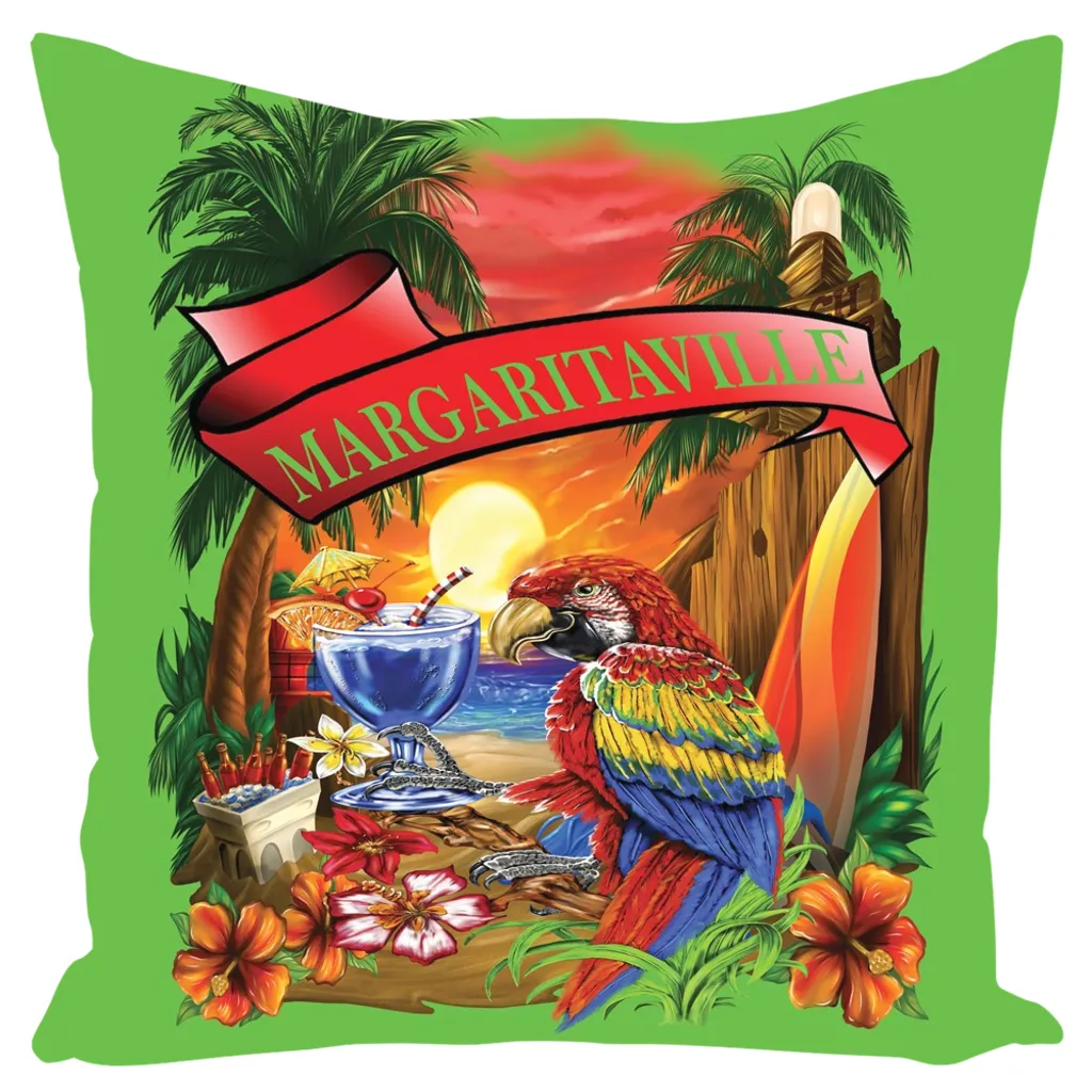 Lime Green Margaritaville Parrot Outdoor Pillows