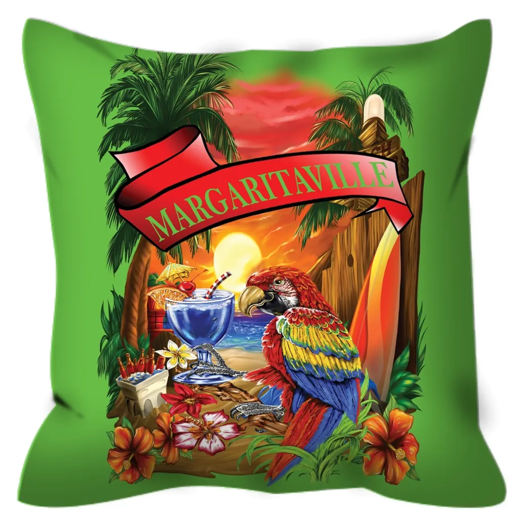 Lime Green Margaritaville Parrot Outdoor Pillows