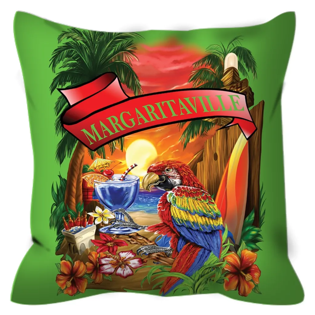 Lime Green Margaritaville Parrot Outdoor Pillows