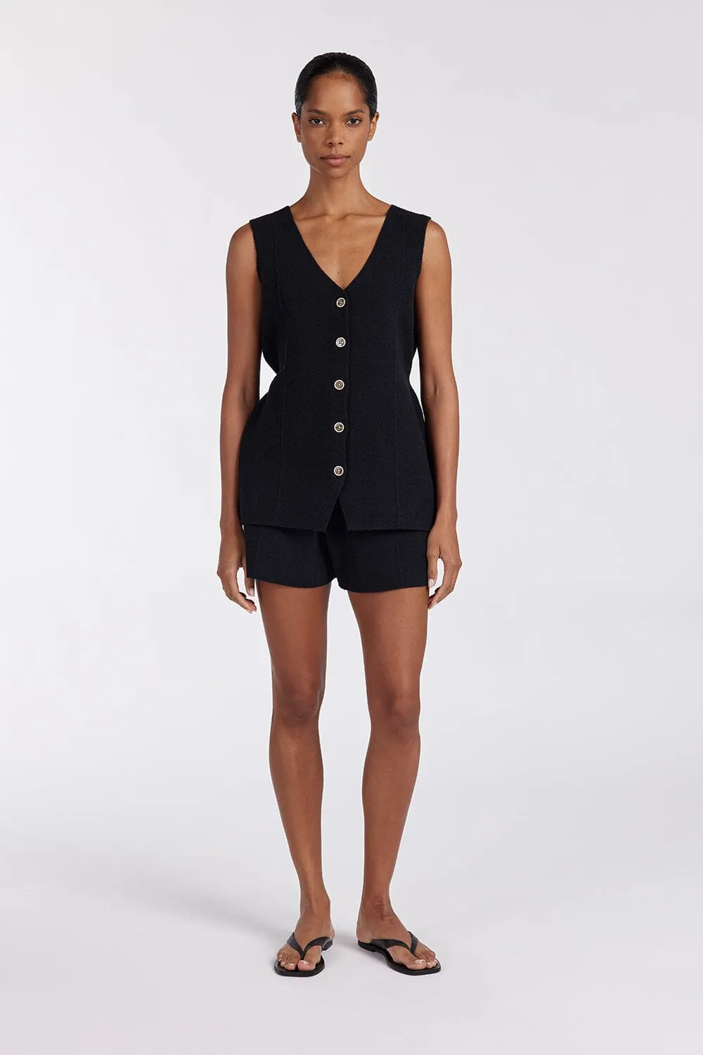 LISA BLACK TAILORED KNIT VEST