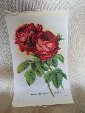 LOVELY Antique Printed Silk Flowers, American Beauty Roses,Floral Silks, Antique Quilt Silks, Craft Silks,For Fine Sewing Quilti