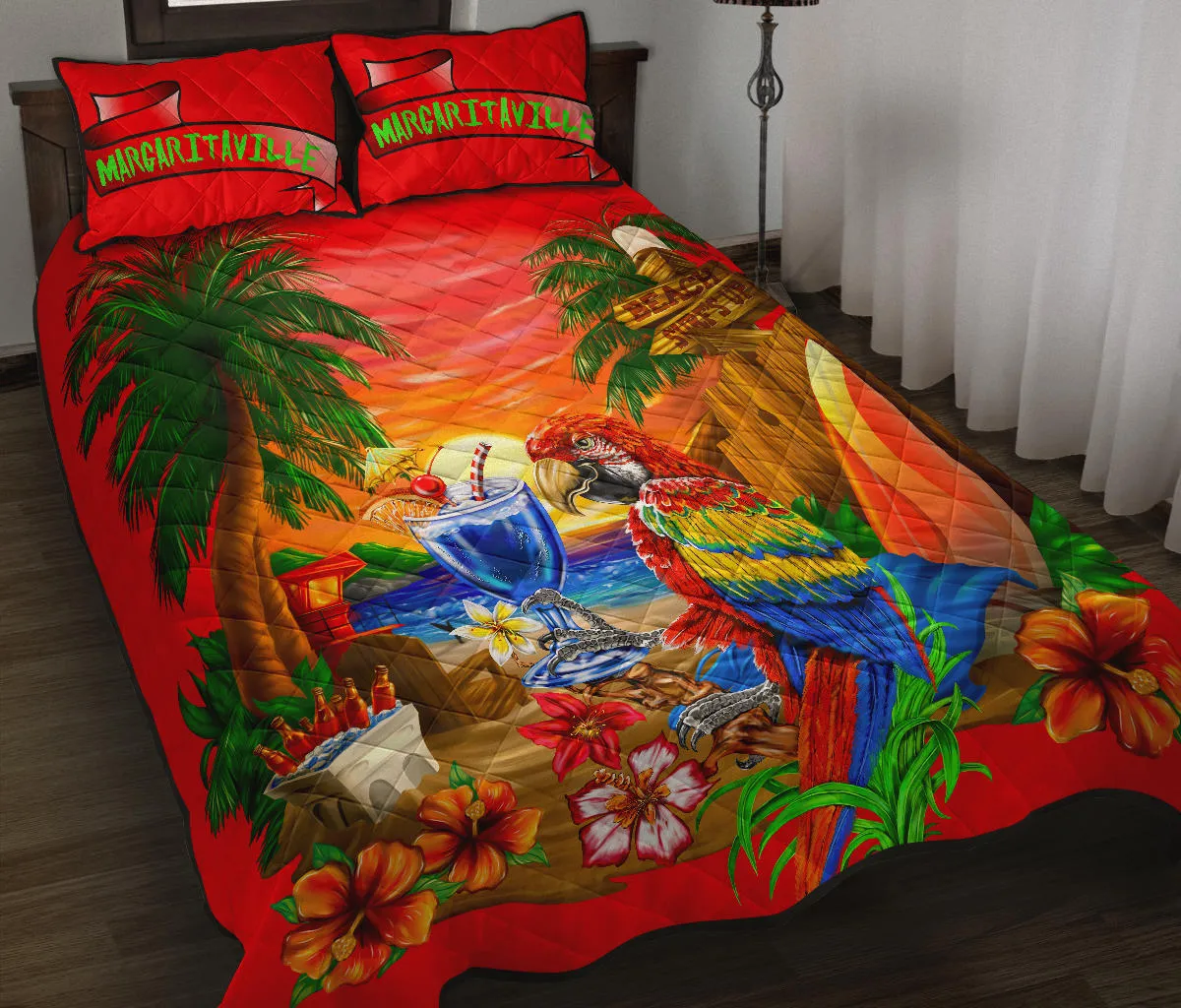 Margaritaville Beach Red Quilt Set