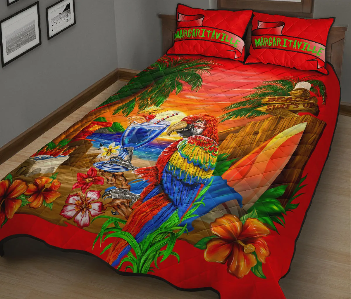 Margaritaville Beach Red Quilt Set