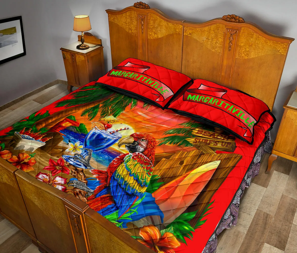 Margaritaville Beach Red Quilt Set