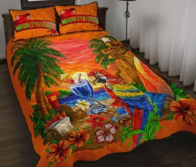 Margaritaville Parrot Beach Sunset Orange Quilt Set