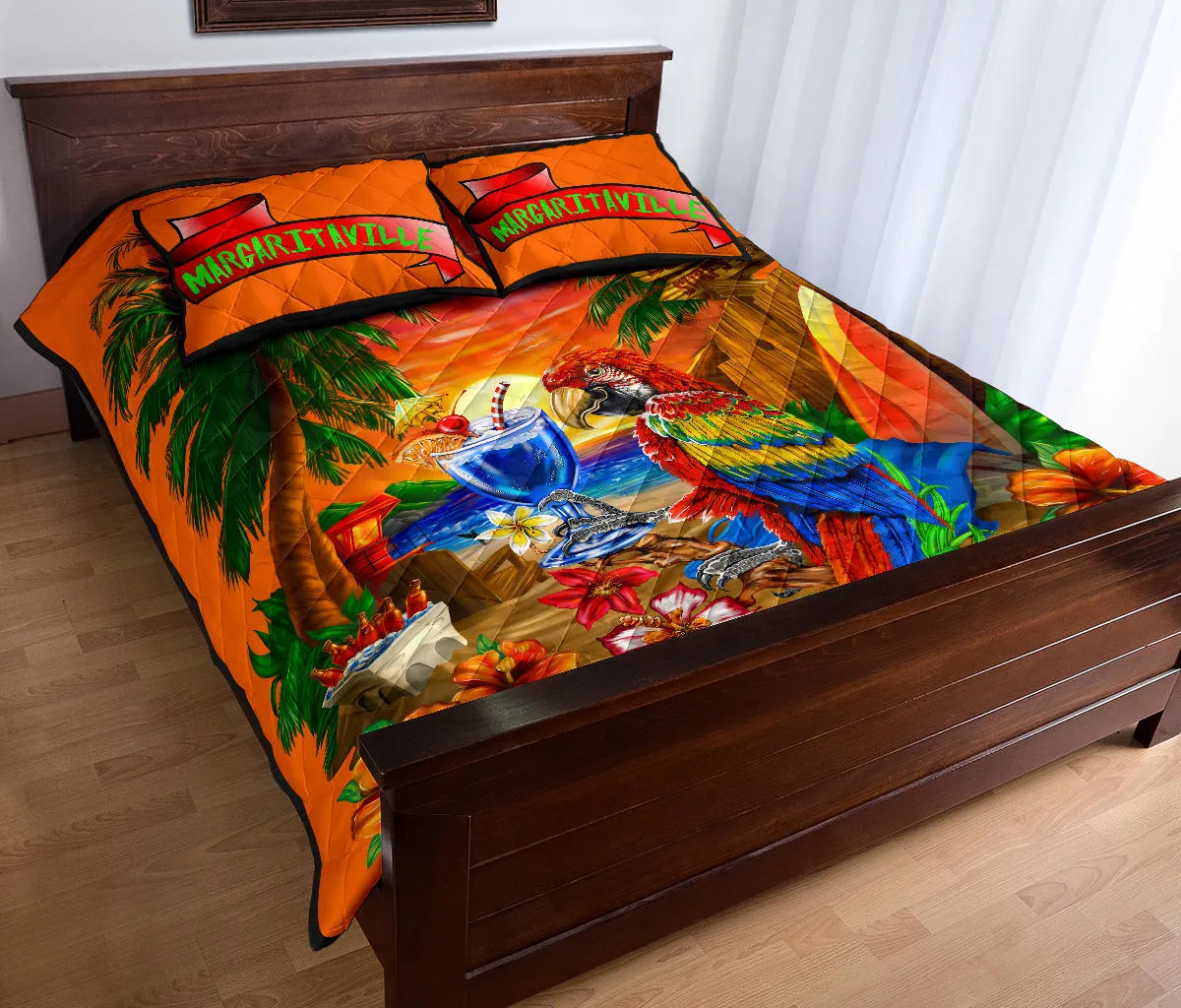 Margaritaville Parrot Beach Sunset Orange Quilt Set