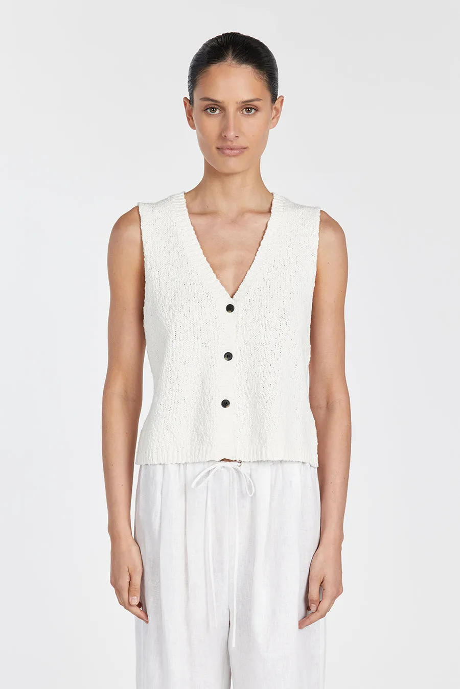 MARLOWE OFF WHITE BOUCLE VEST