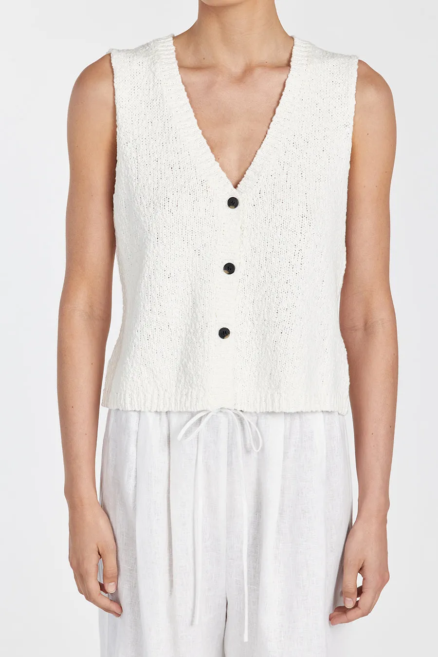 MARLOWE OFF WHITE BOUCLE VEST