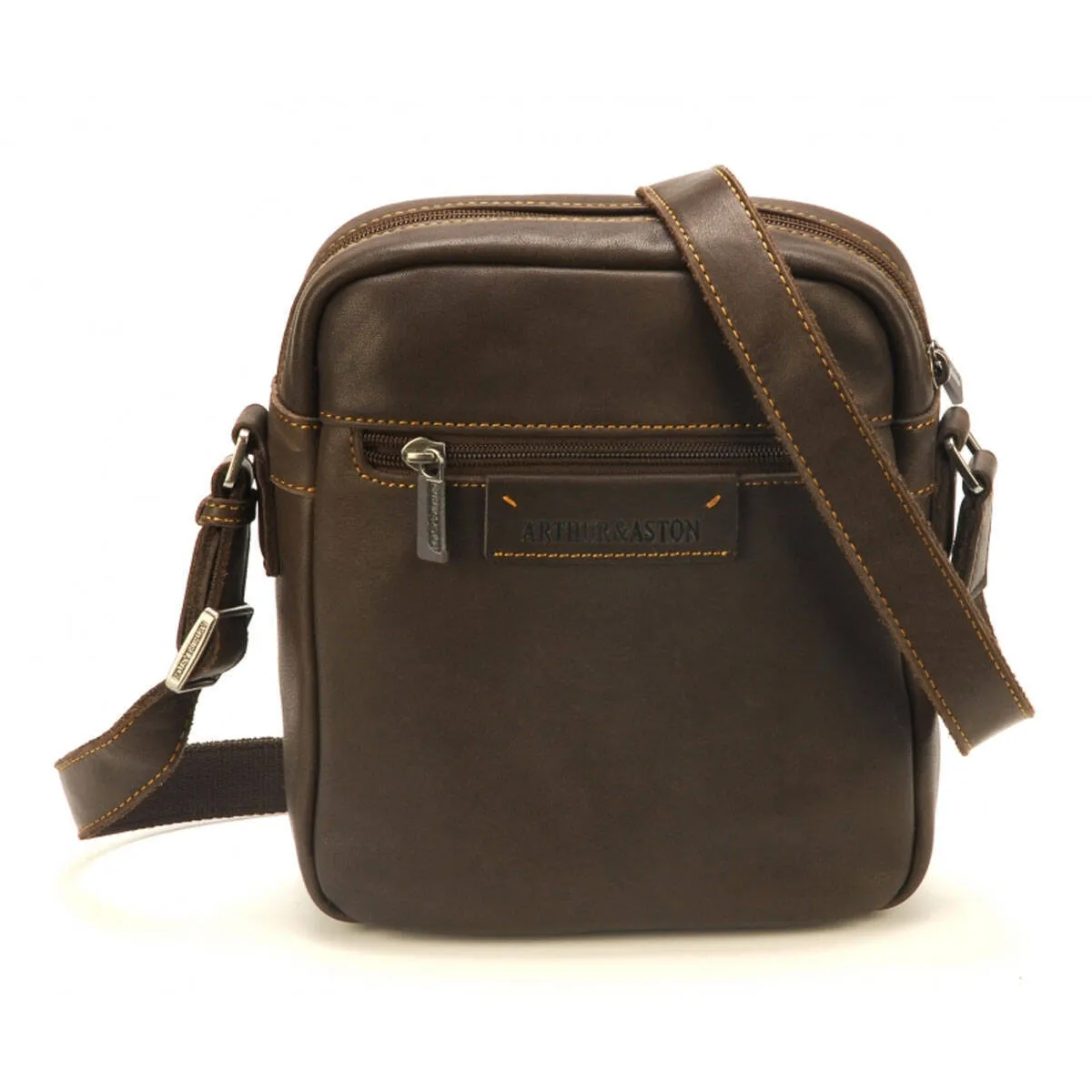 Medium brown leather men's crossbody bag 2028-10