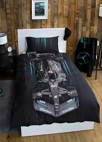 Mercedes F1 Skyline 100% Cotton Single Duvet Cover Set | Kaleidoscope