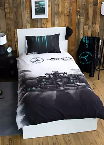 Mercedes F1 Skyline 100% Cotton Single Duvet Cover Set | Kaleidoscope