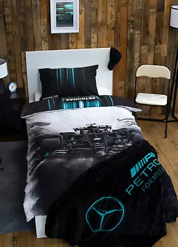 Mercedes F1 Skyline 100% Cotton Single Duvet Cover Set | Kaleidoscope