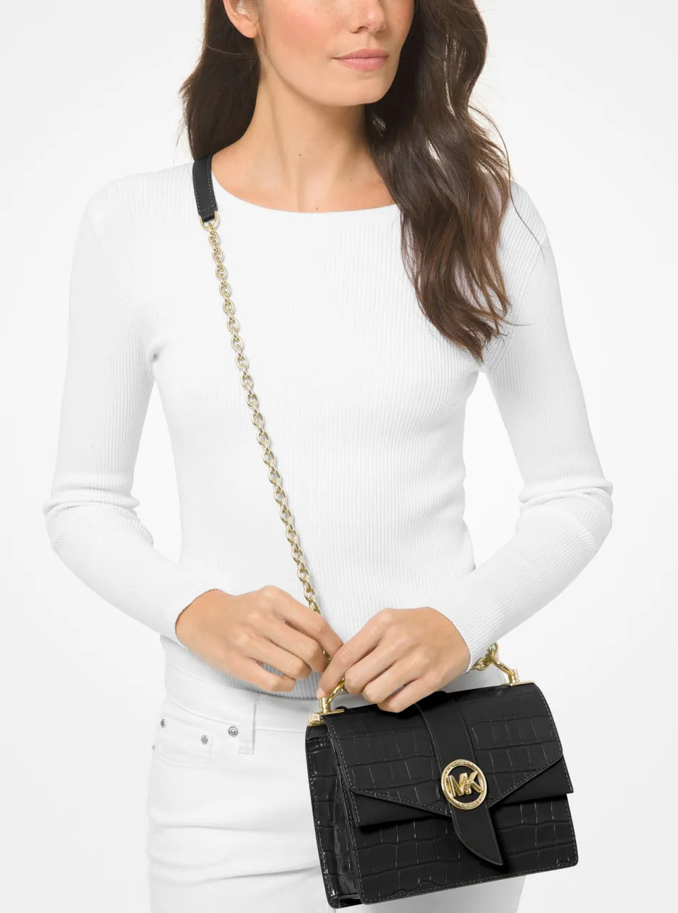 MICHAEL MICHAEL KORS Greenwich small crocodile embossed leather crossbody bag -                         -                     - 