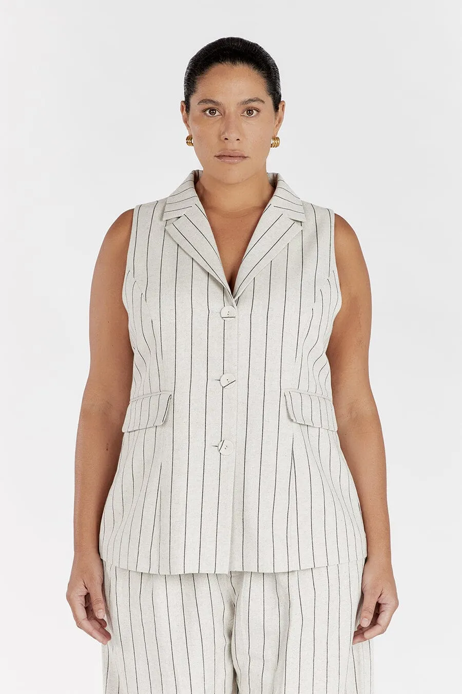 MURPHY NATURAL PINSTRIPE VEST