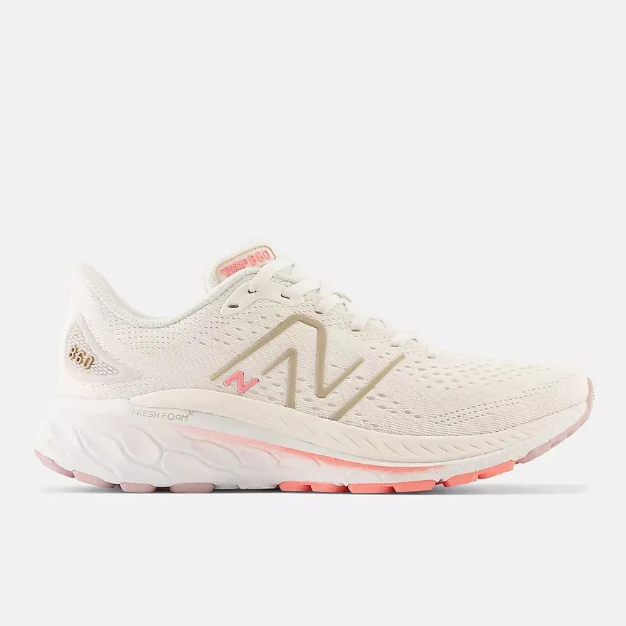 New Balance Women’s Fresh Foam X W860L13 White Metallic Grapefruit