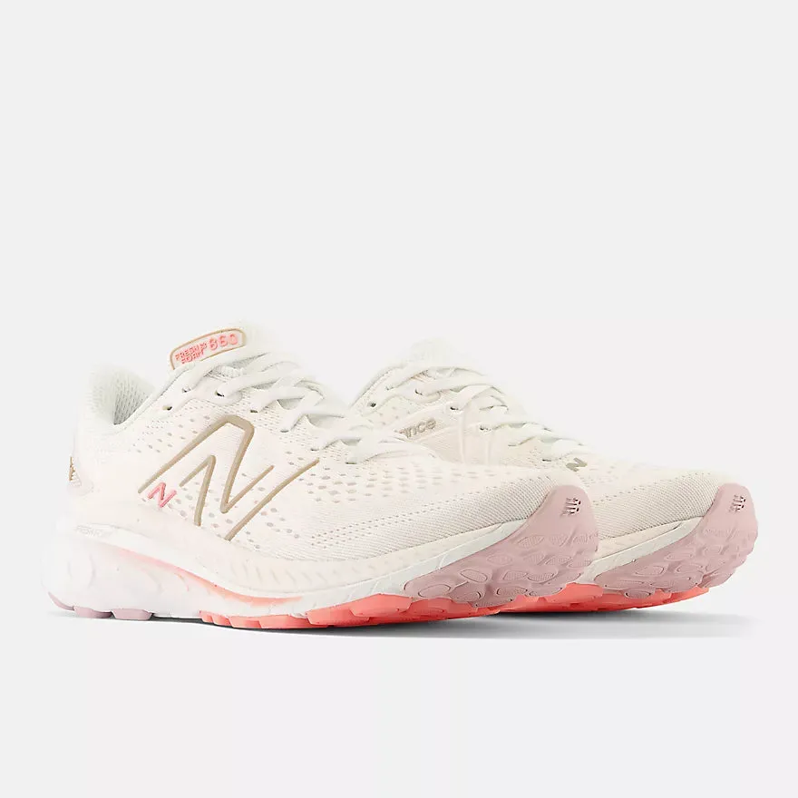 New Balance Women’s Fresh Foam X W860L13 White Metallic Grapefruit