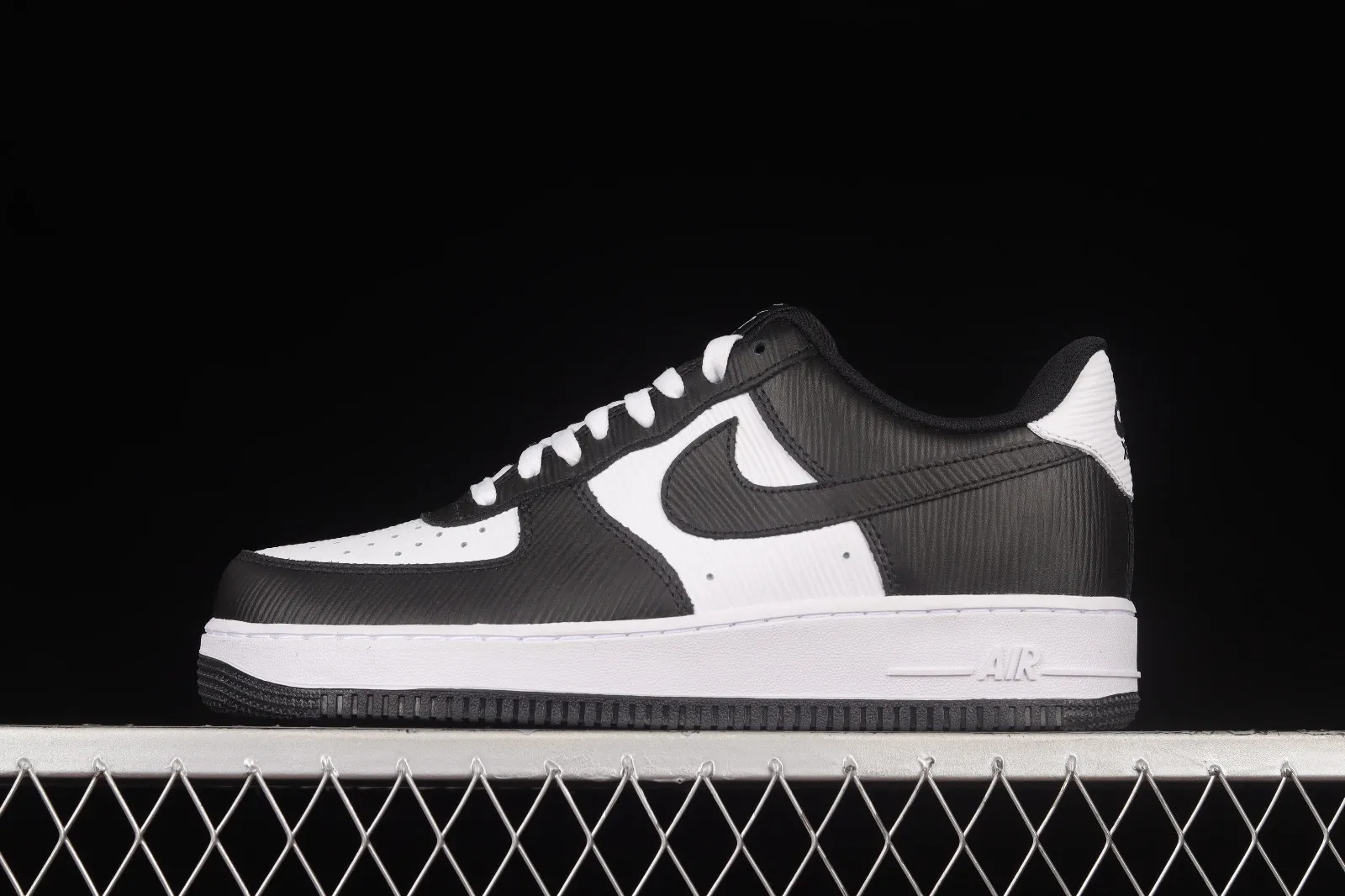 Nike Air Force 1 07 Low Black White Embossed Stripes AQ4134-100