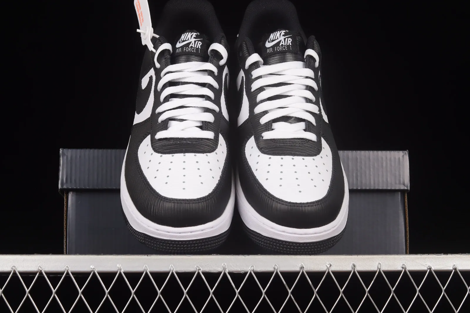 Nike Air Force 1 07 Low Black White Embossed Stripes AQ4134-100