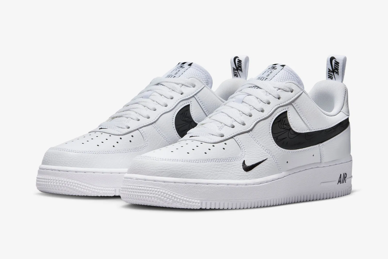 Nike Air Force 1 Low Multi-Etch Swoosh White Black FV1320-100