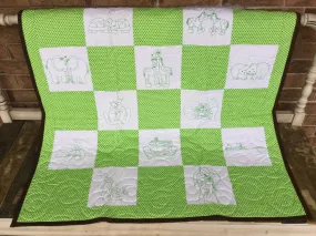 Noah’s Ark Green Baby Quilt