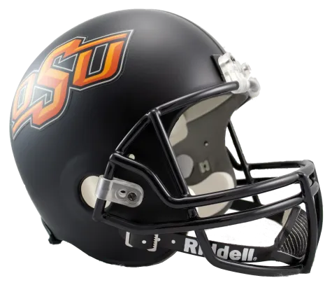 OKLAHOMA STATE MATTE BLACK RIDDELL VSR4 REPLICA HELMET