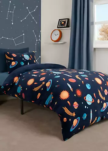 Online Home Shop Kids Space Printed Fleece Duvet Cover Set | Kaleidoscope