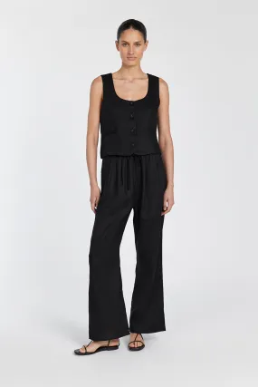 OSCAR BLACK SCOOP NECK LINEN VEST