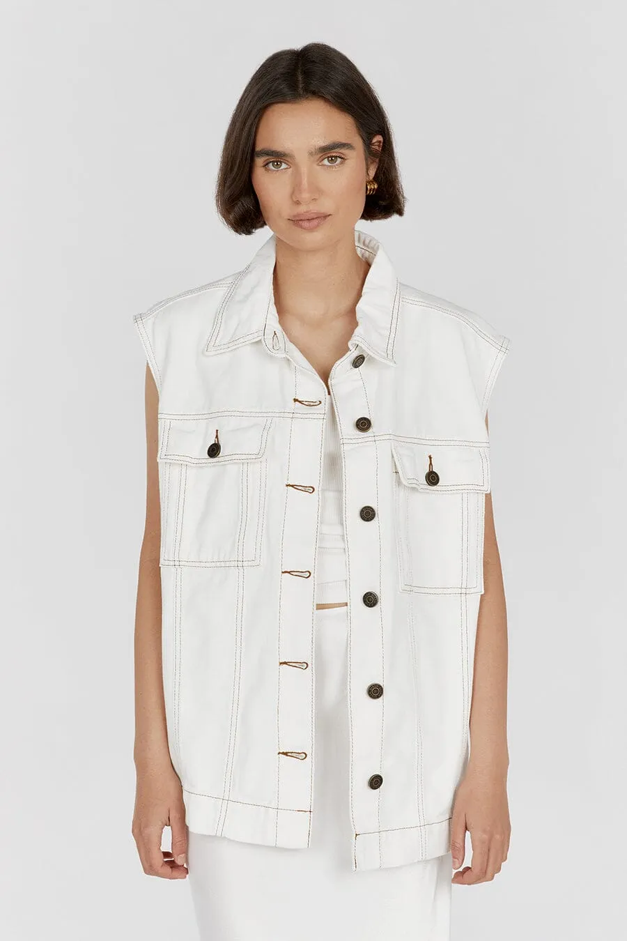 OTTO OFF WHITE OVERSIZED DENIM VEST