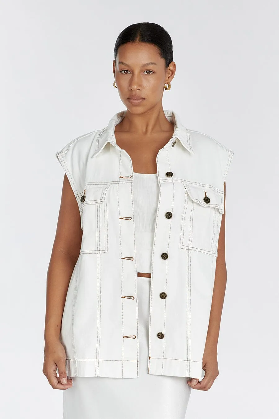 OTTO OFF WHITE OVERSIZED DENIM VEST