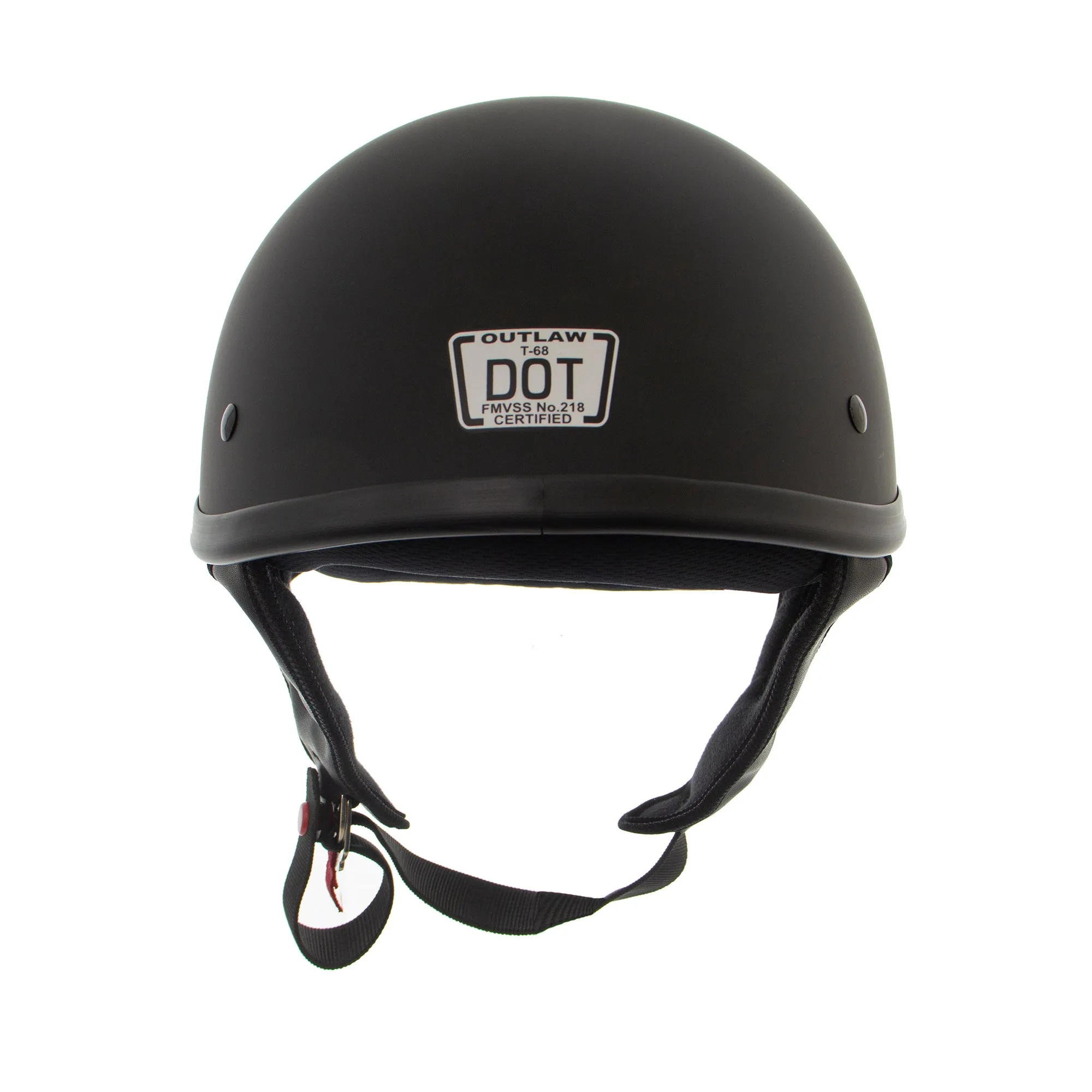 Outlaw Helmets T68 SP Matte Black Motorcycle Half Helmet for Men & Women DOT Approved - Adult Unisex Skull Cap for Bike Scooter 