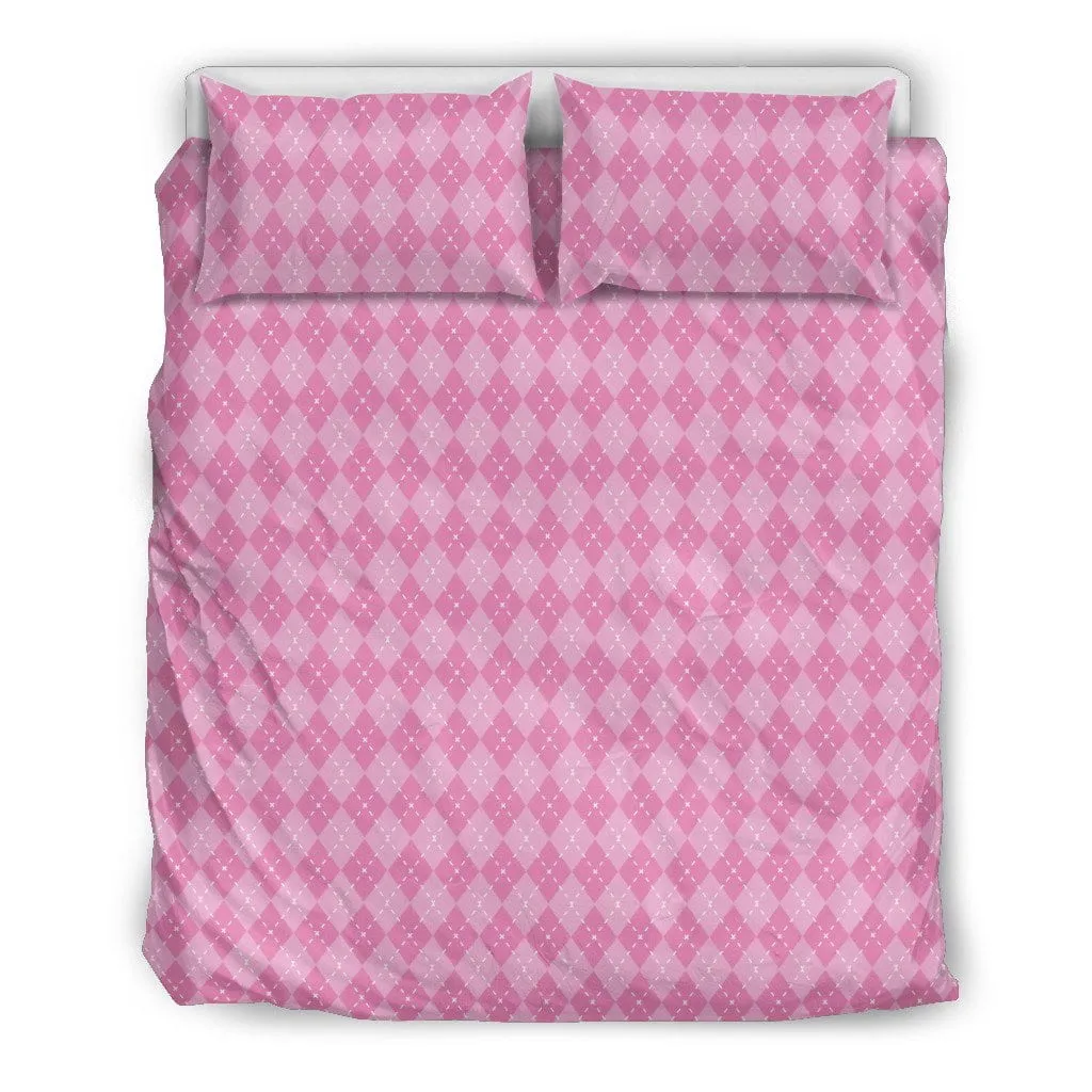 Pink Argyle Duvet Cover Set