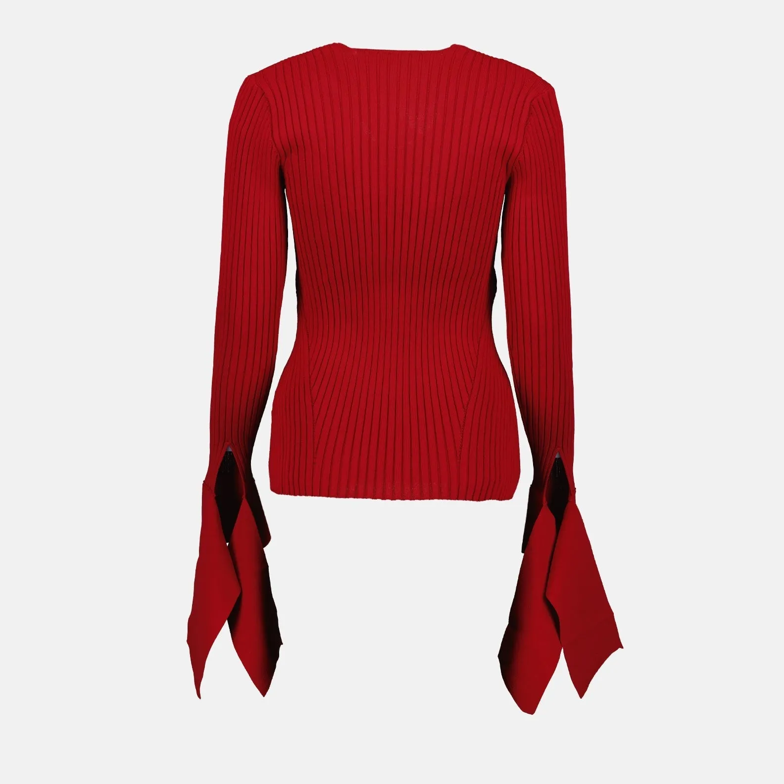 Red Ribbed Cardigan