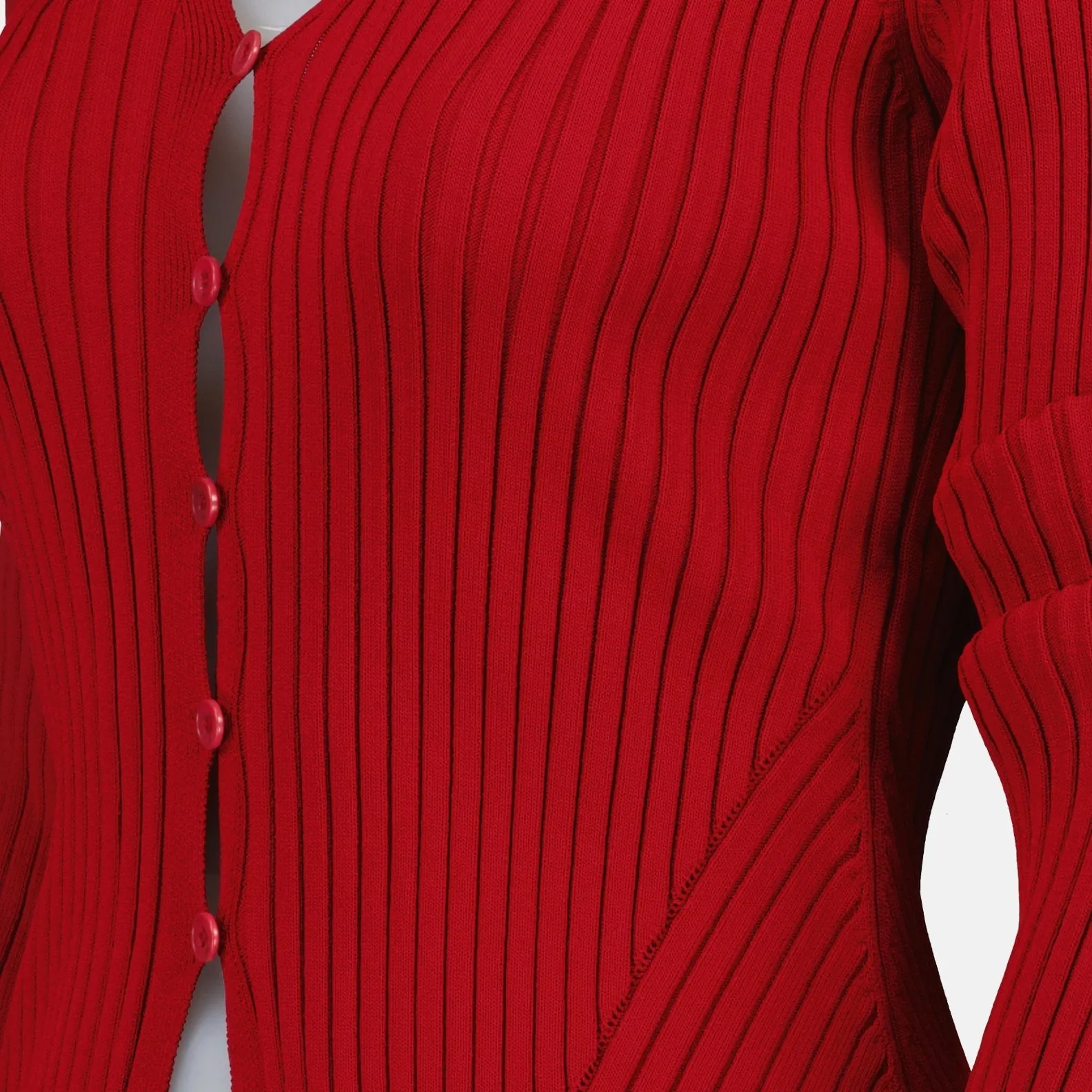 Red Ribbed Cardigan