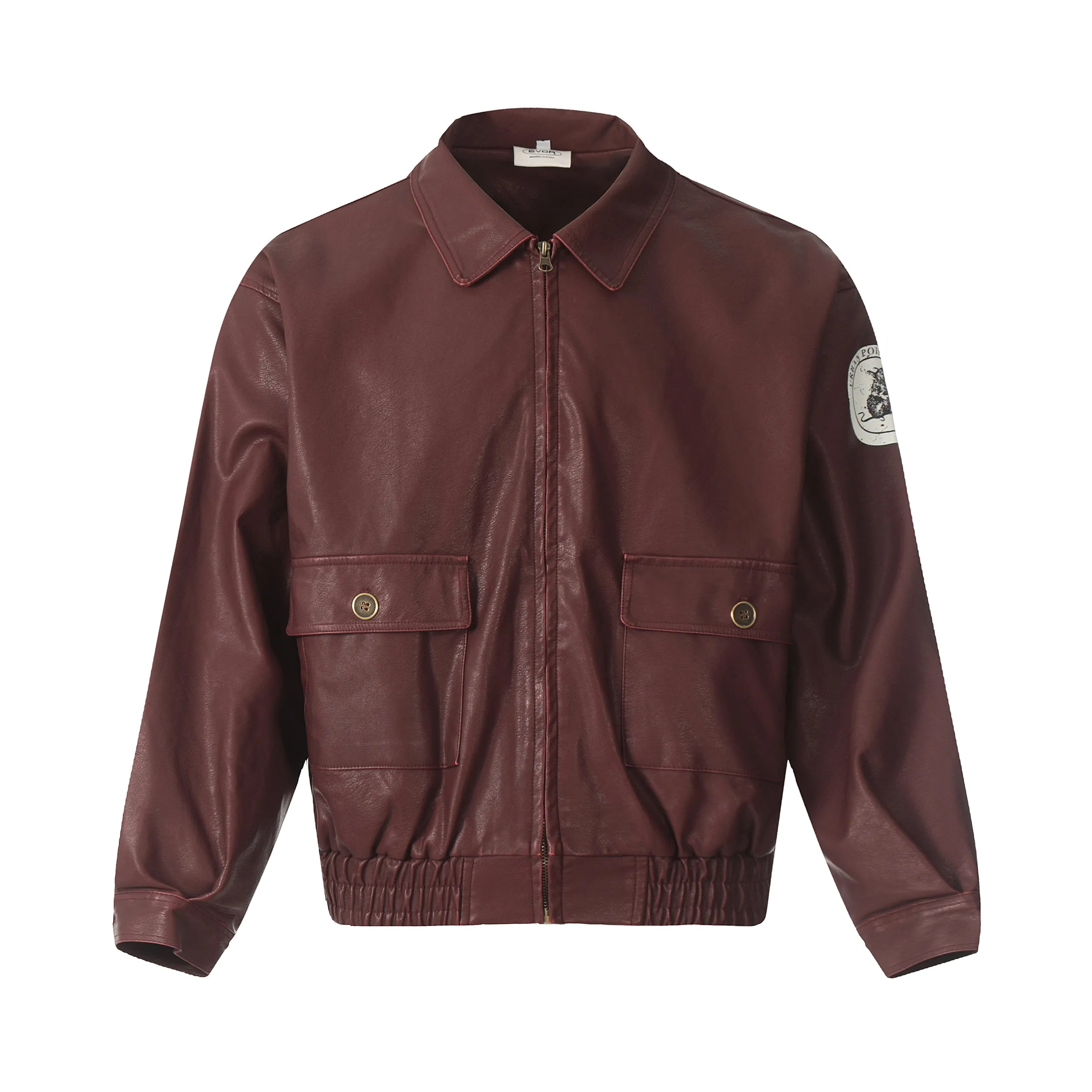 Retro Rebel | Embroidered Faux- Leather Bomber Jacket